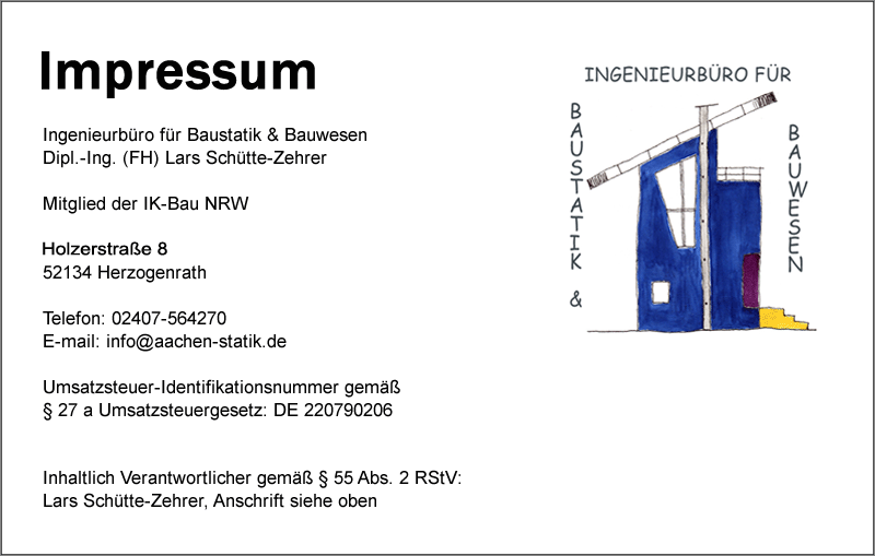 Impressum des Ingenieurbros Lars Schtte-Zehrer